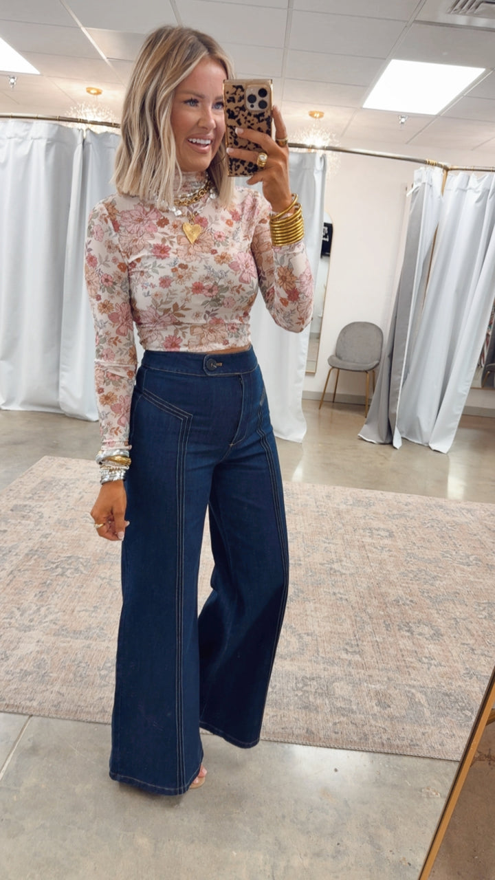 Meadow Lace Floral Mesh Top