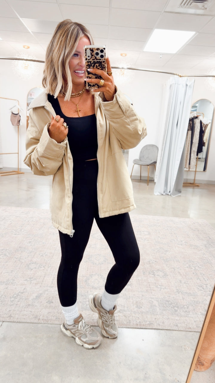 Fern Puffer Barn Jacket-Beige