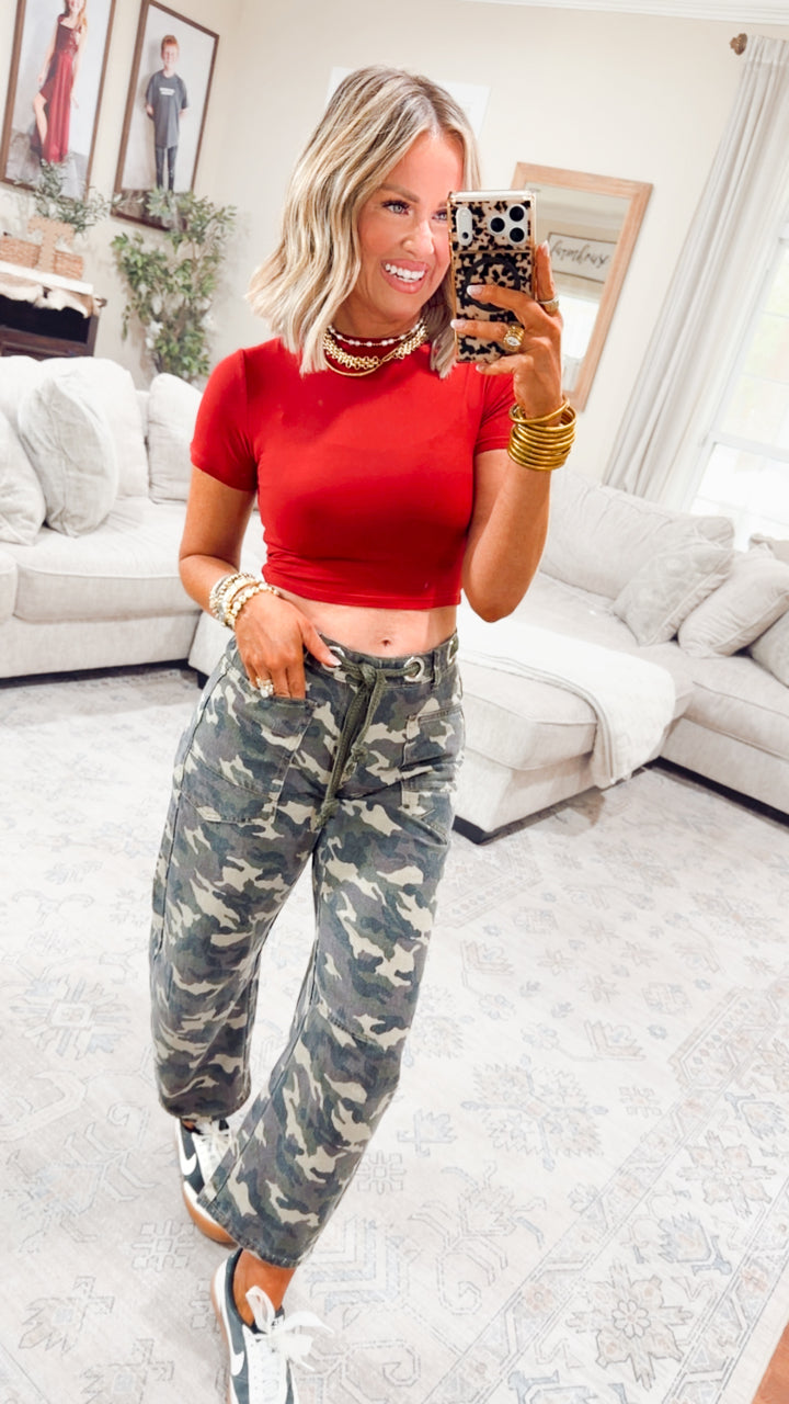 Soft Knit Jersey Crewneck Tee-Cherry