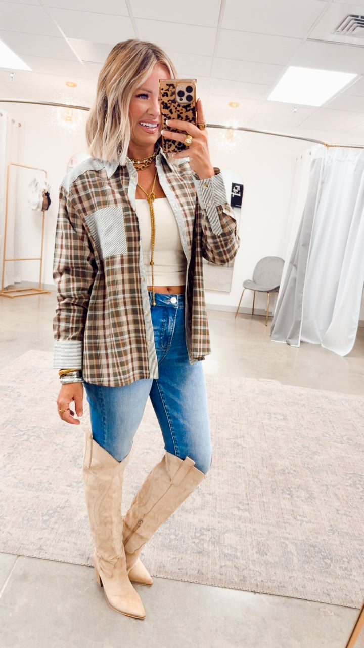 Camden Colorblock Flannel-Forest