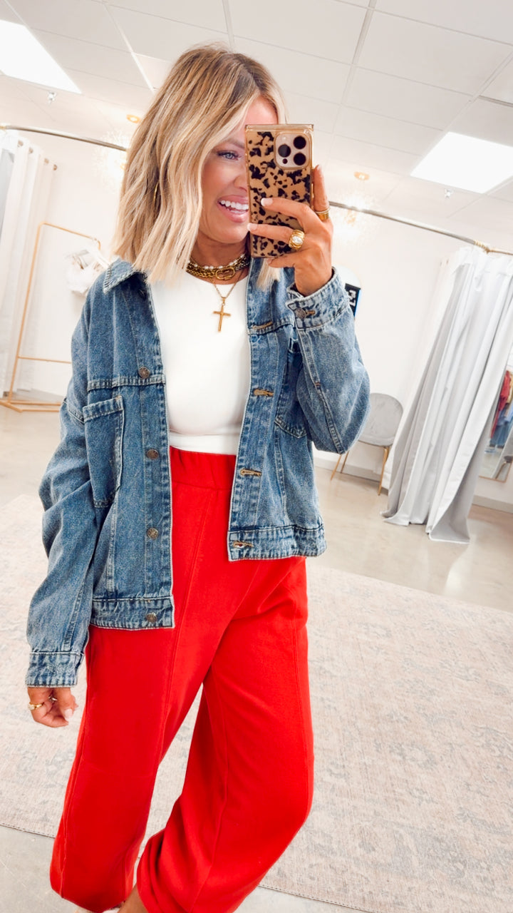 Easy Breeze Jogger Pants-Red