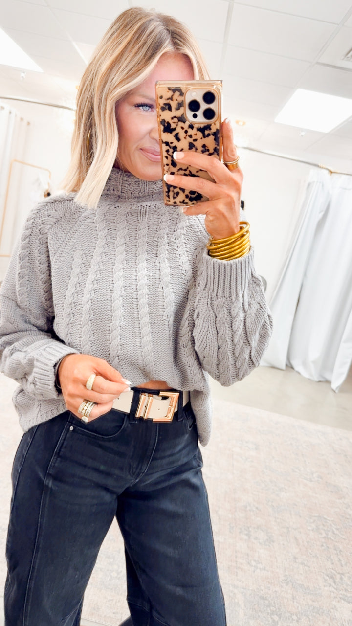 Lush Turtleneck Sweater-Grey