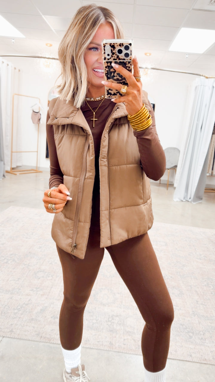 Summit Puffer Vest-Cocoa
