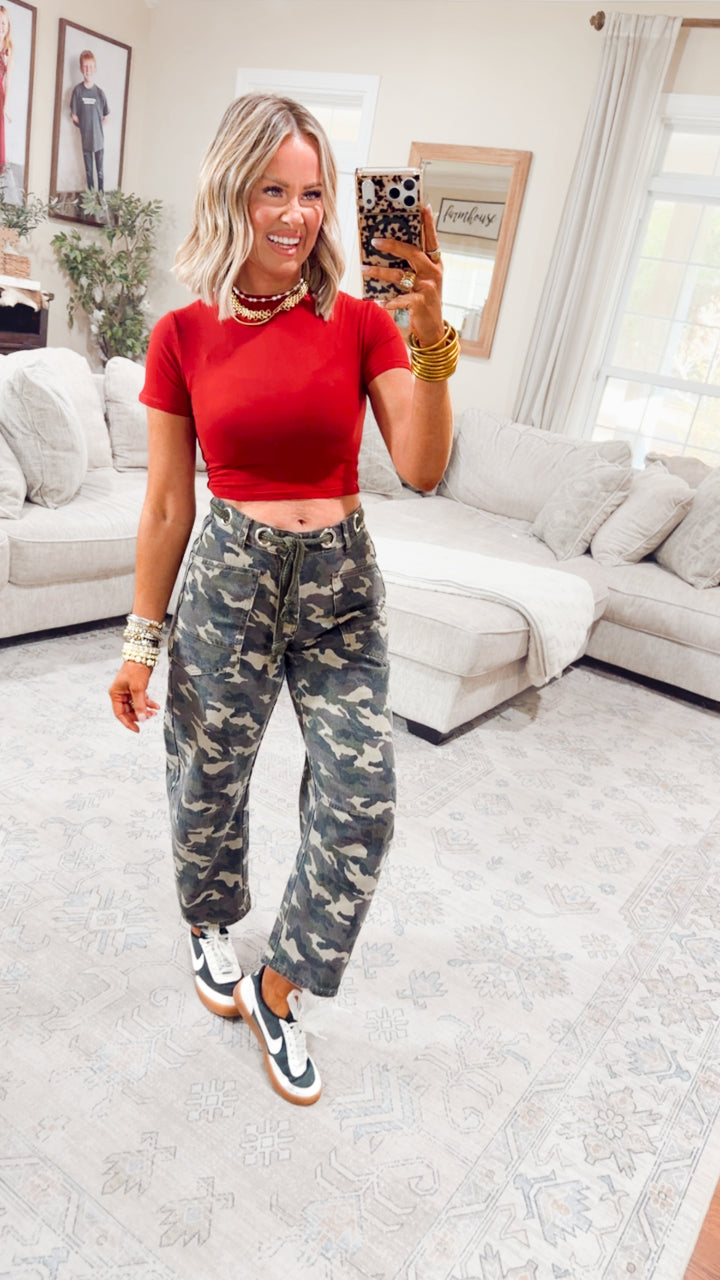 Soft Knit Jersey Crewneck Tee-Cherry