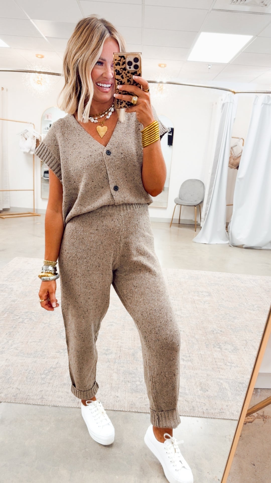 Channing Oversized Sweater Vest & Pants-Mushroom