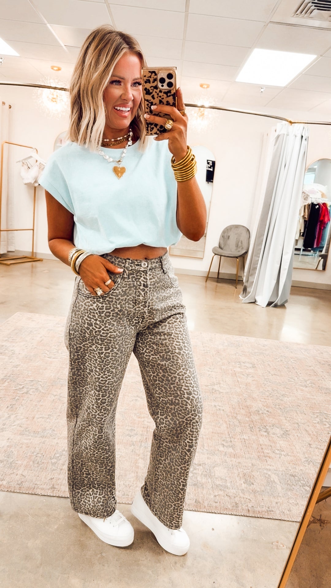 Emma Loose Fit Bubble Hem Top-Blue