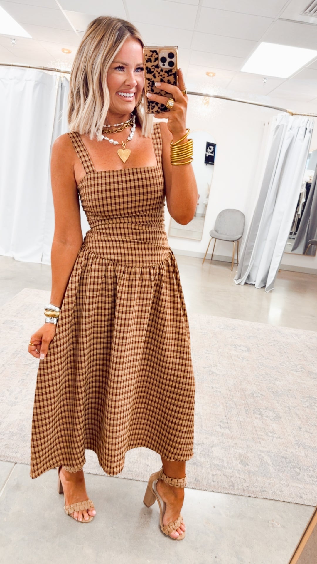 Maisie Plaid Midi Dress