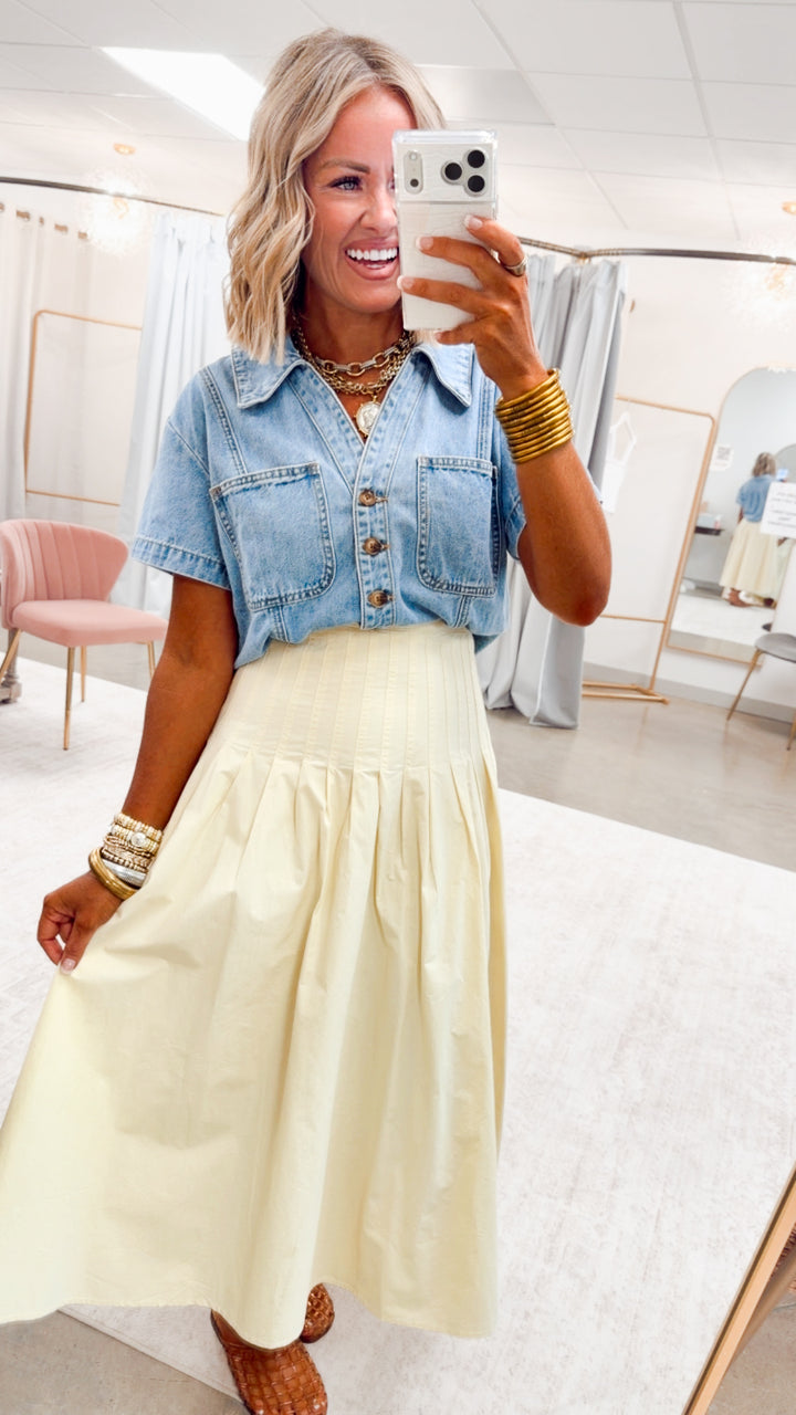 The Harper Poplin Skirt-Lemon