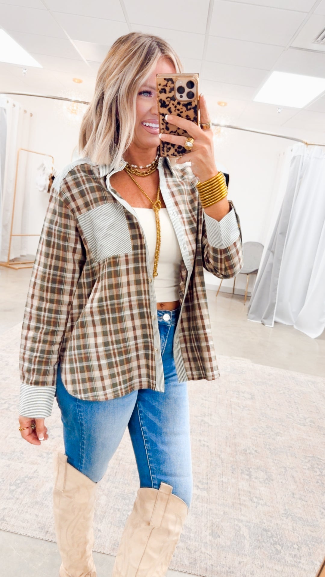 Camden Colorblock Flannel-Forest