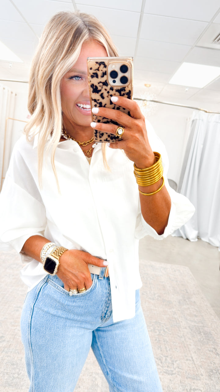 The Ava Puff Sleeve Blouse-White