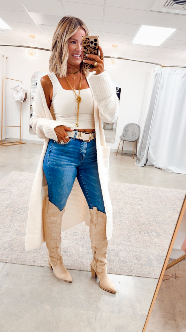 Ashby Longline Cardigan-Ecru
