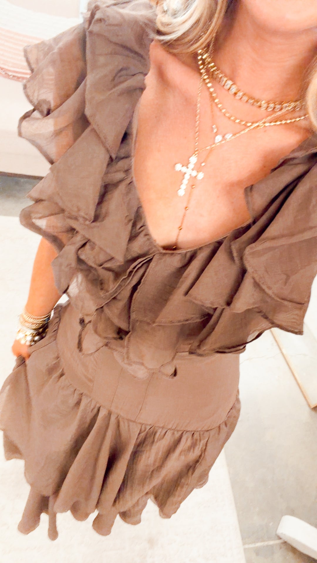 The Flounce Muse Midi Dress-Chocolate
