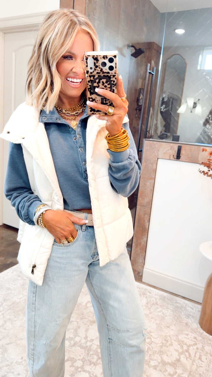 Summit Puffer Vest-Ivory