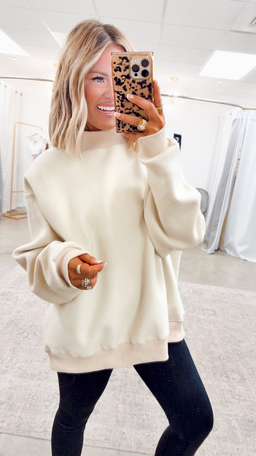 Sand Reversible Mock Neck Sweatshirt