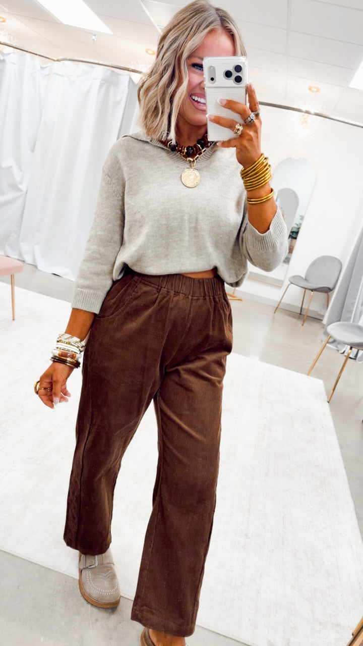 The Corduroy Barrel Pants-Chocolate
