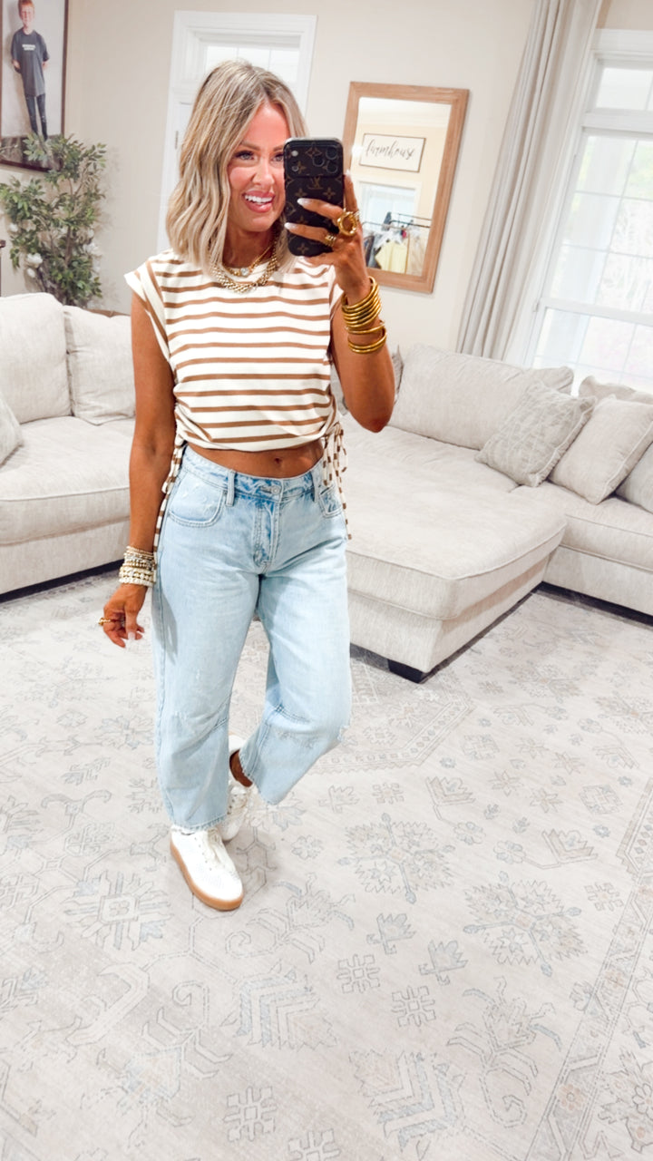 The Shoreline Stripe Top-Clay