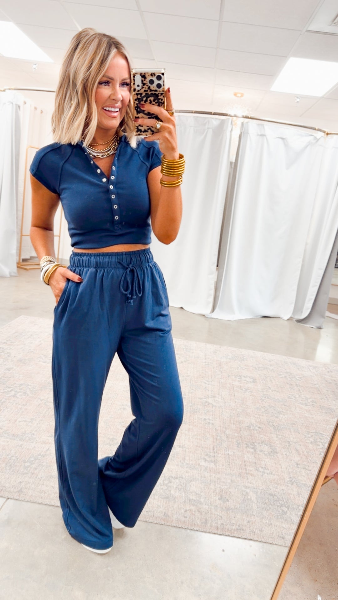 Evie Raglan Top & Pant Set-Navy