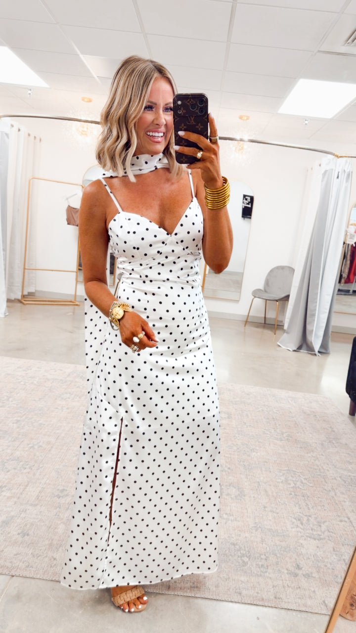The Classic Polka Dot Dress & Scarf