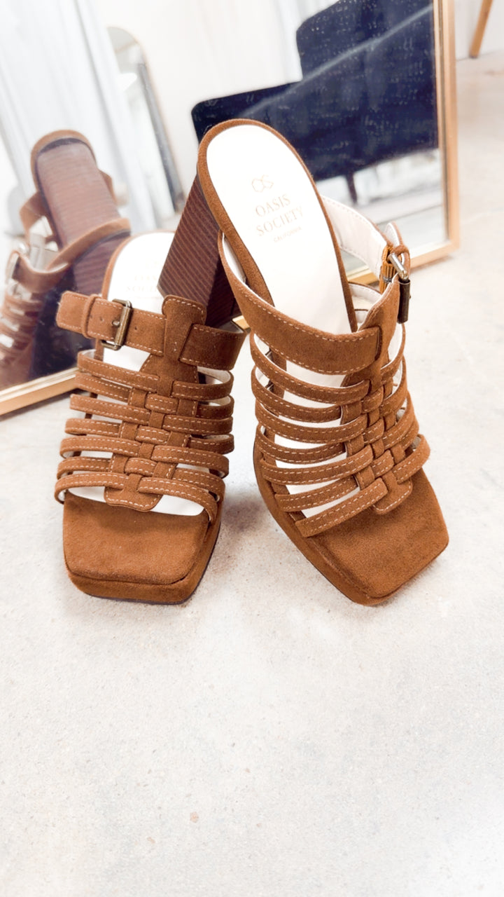 Rome Basket Weave Platform Sandal-Brown