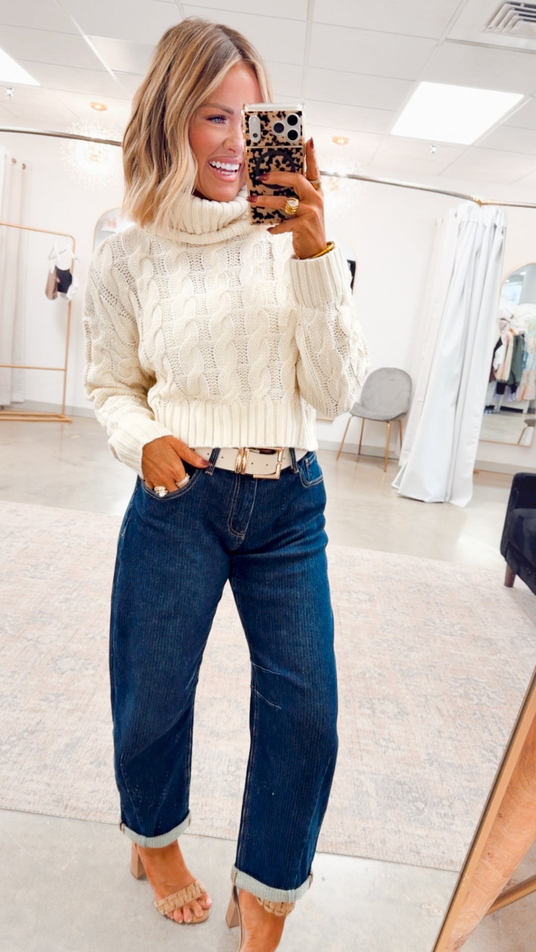Isabella Turtle Neck Sweater-Cream