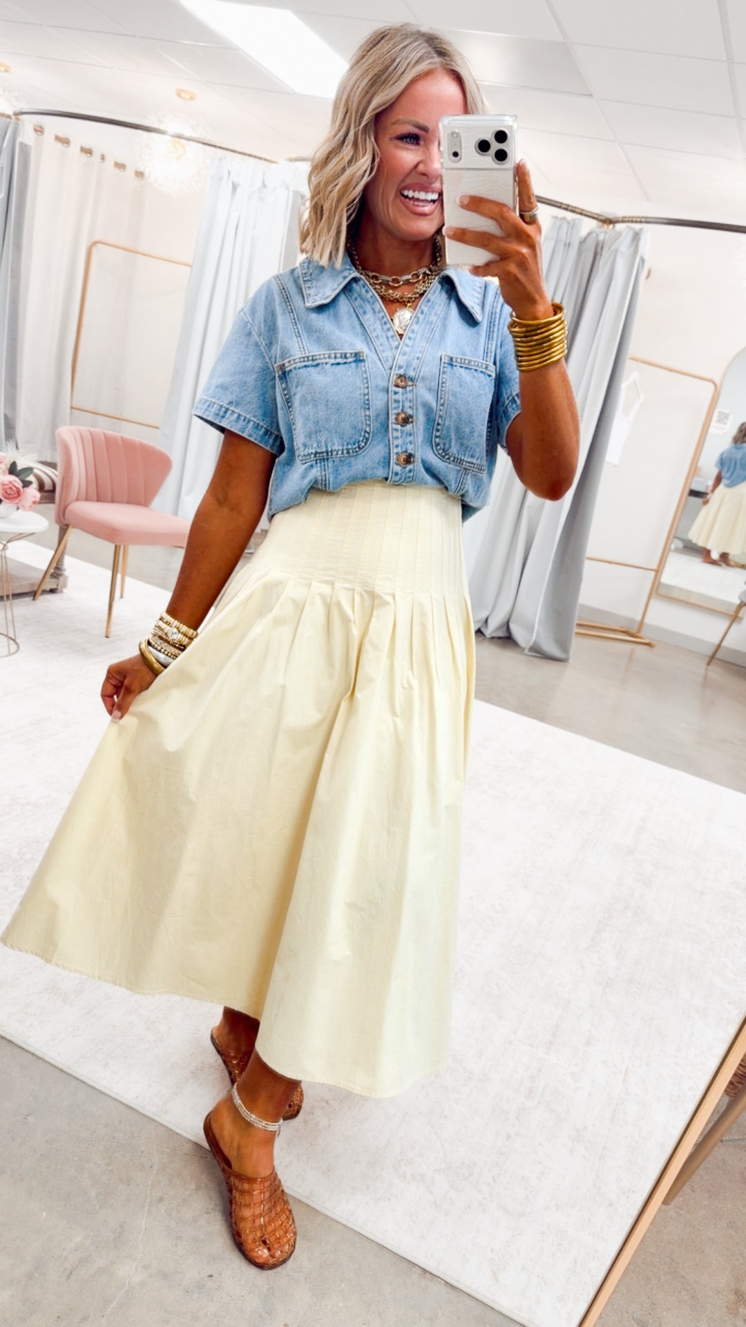 The Harper Poplin Skirt-Lemon