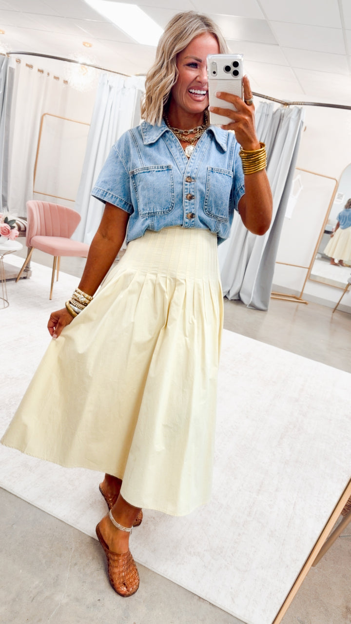 The Harper Poplin Skirt-Lemon