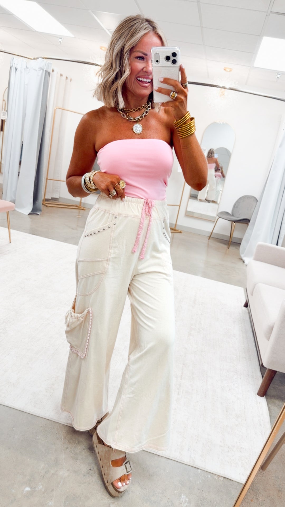 Onset Wide Leg Pants-Natural