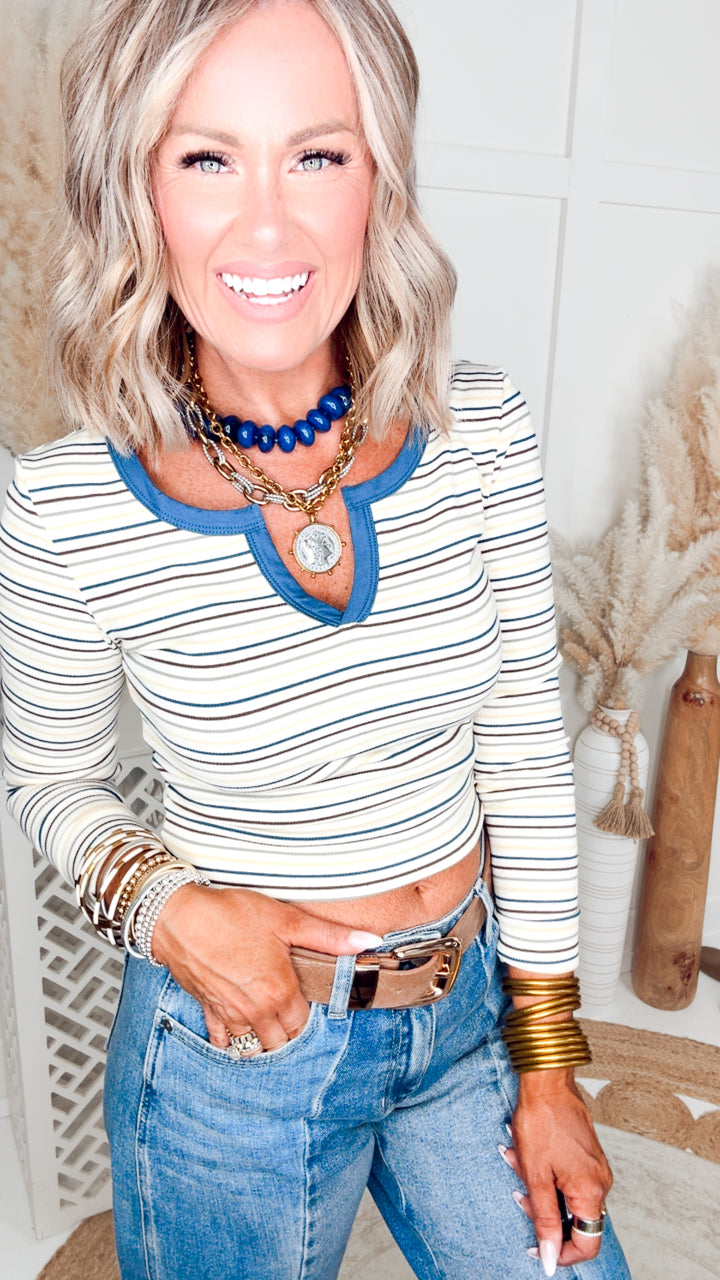 The Pretty in Stripes Top-Cream