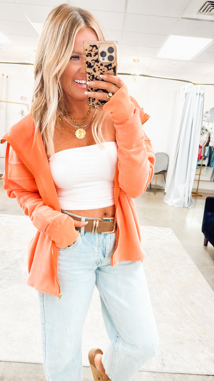 Relaxed Waffle Knit Jacket