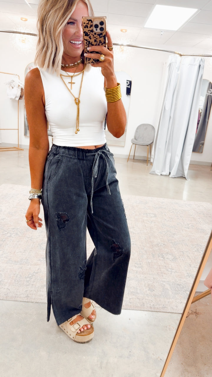 Solid Cropped Tank Top- White