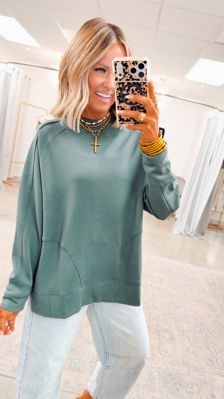 The Split Edge Pullover-Dark Forest