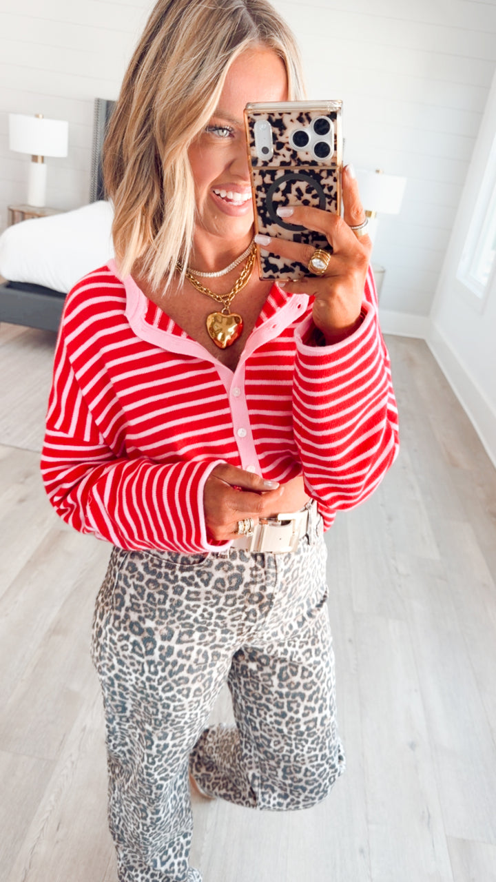 The Blush Hour Cardigan Top-Pink/Red