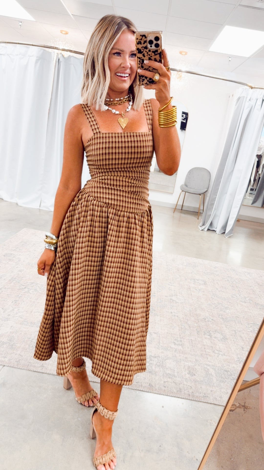 Maisie Plaid Midi Dress