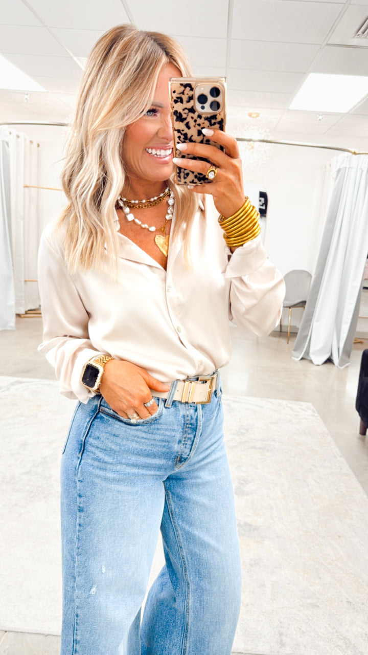 Satin Feels Bodysuit-Champagne