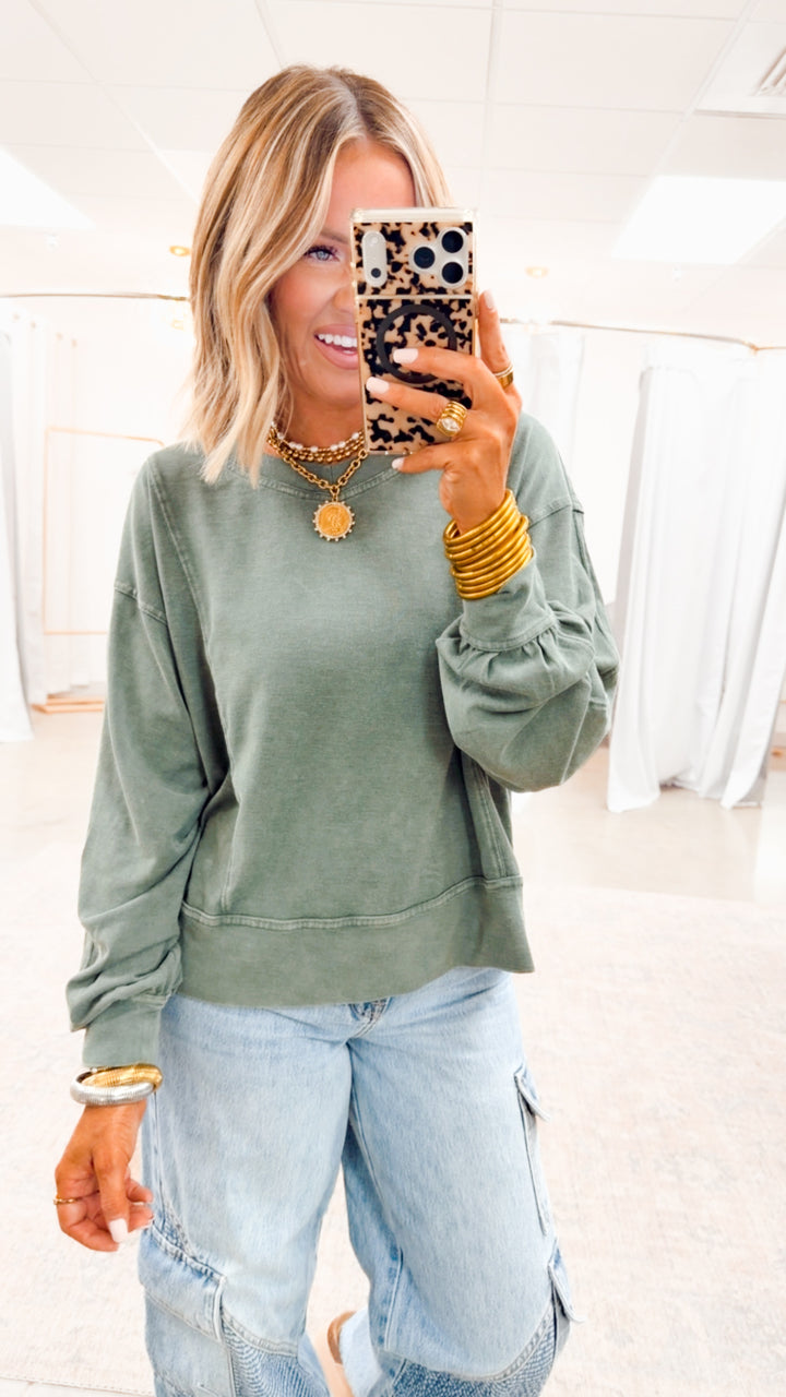 Claire Long Sleeve Top-Regency Green