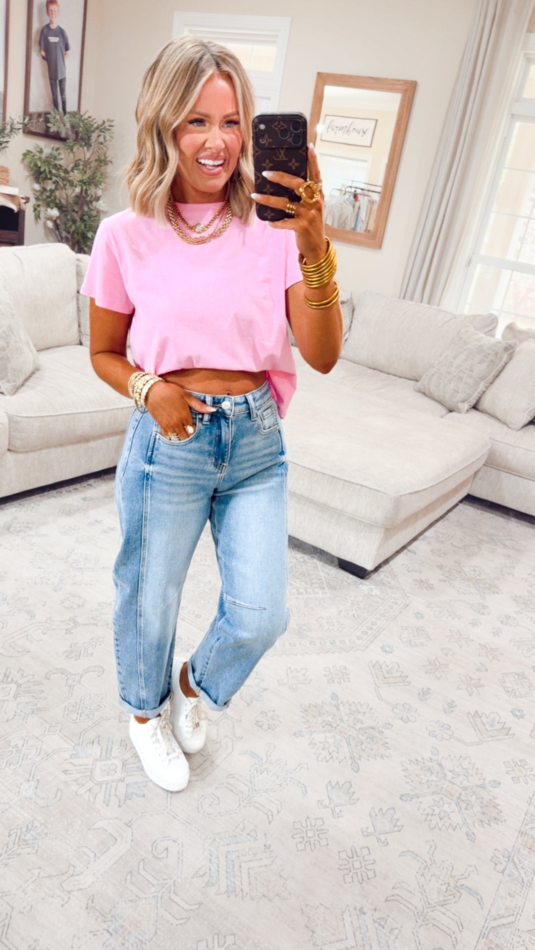 Classic Relaxed Crop Tee-Pink