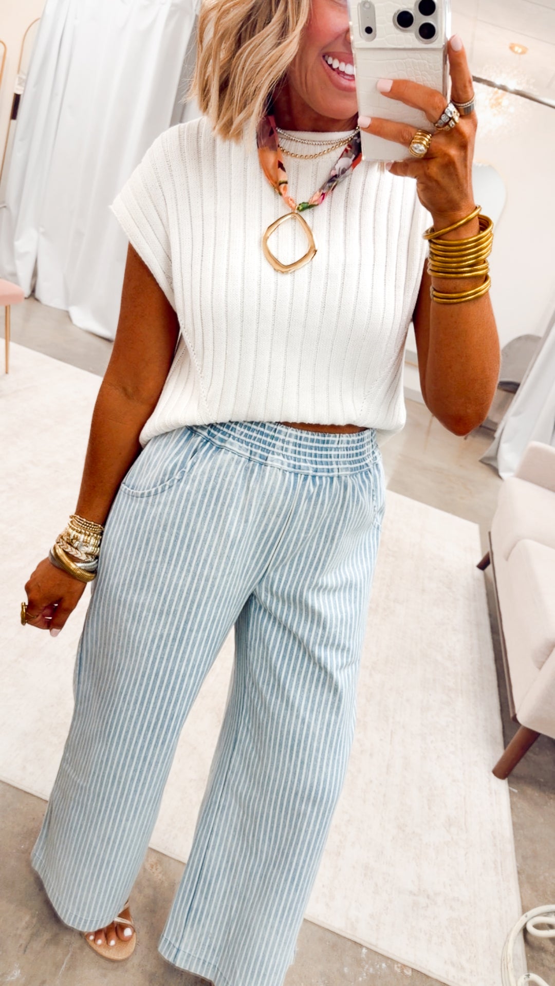 The Verity Stripe Denim Pants