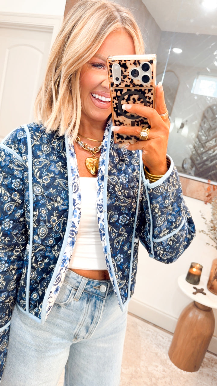 Floral Quilted Cropped Jacket