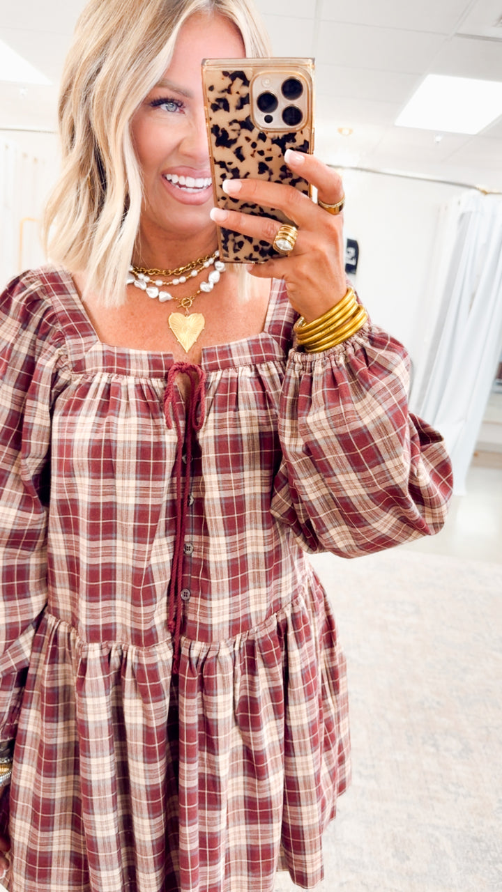 Harvest Checkered Mini Dress