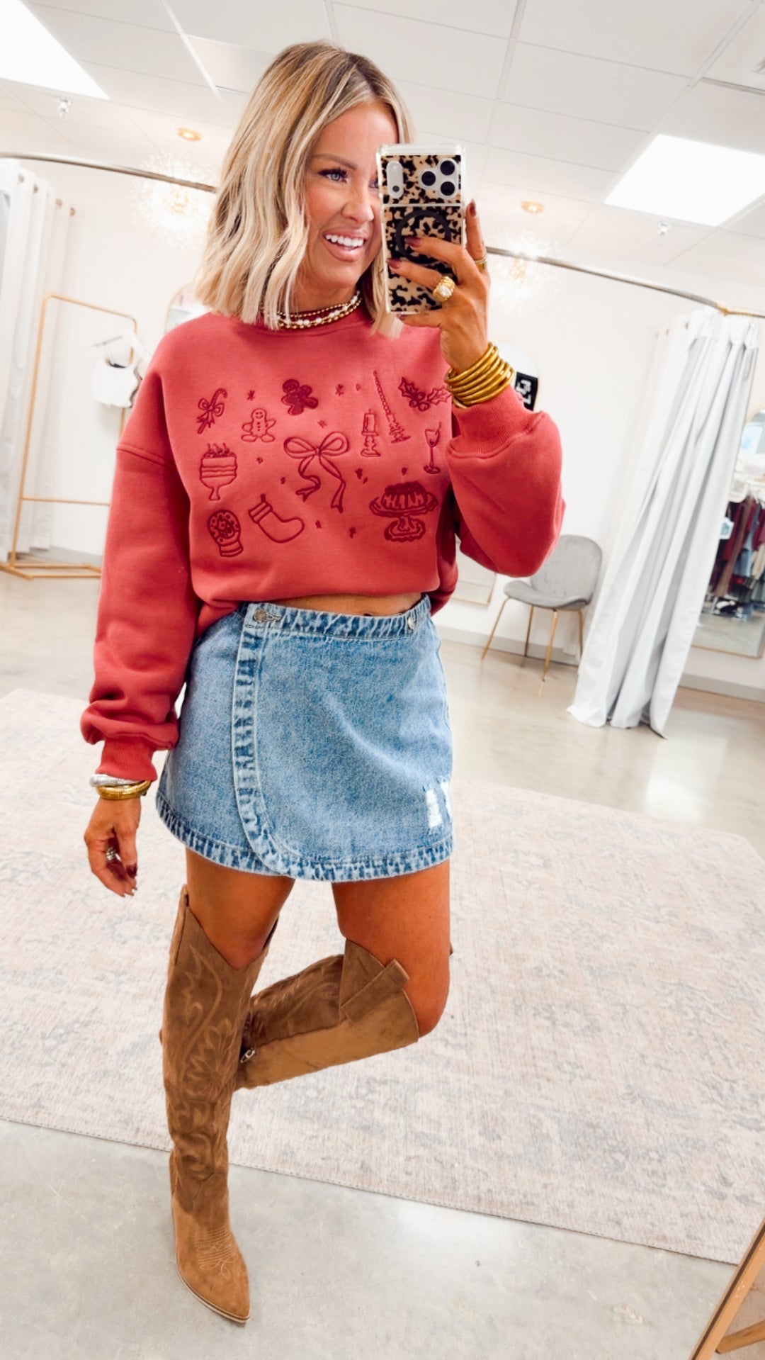 Christmas Graphic Embroidered Sweatshirt