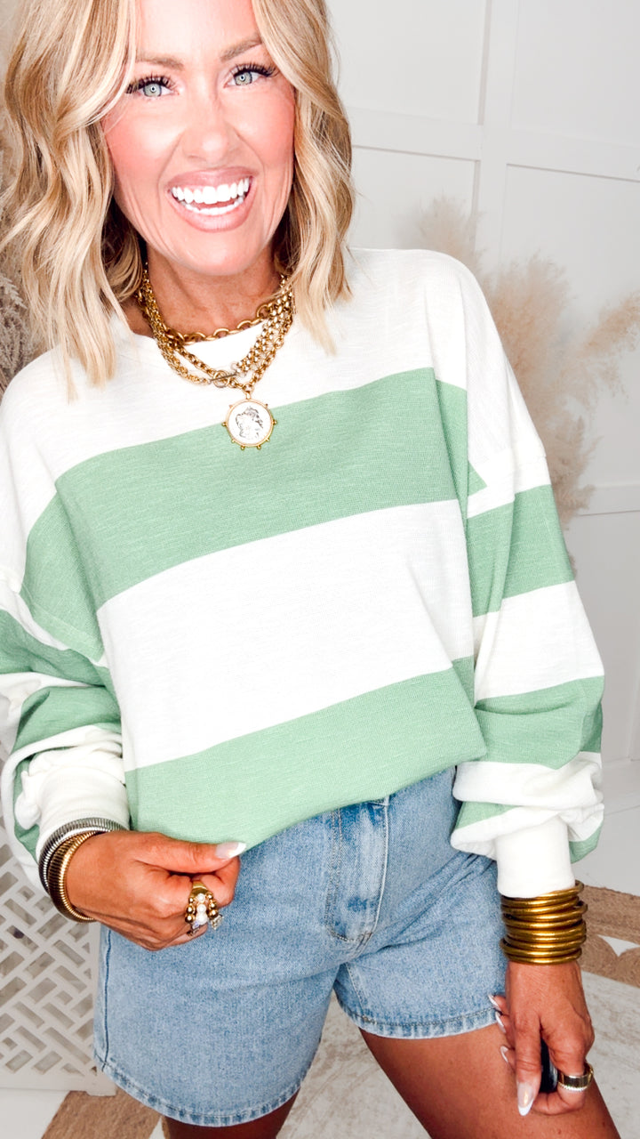 The Bare Coast Pullover-Green/Cream