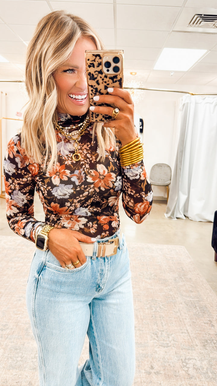 Poppy Mock Neck Mesh Top