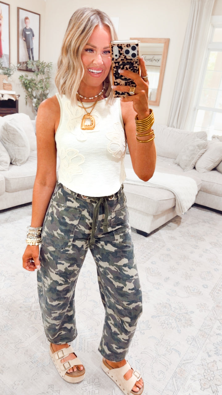 Sweet Stitch Tank-Cream