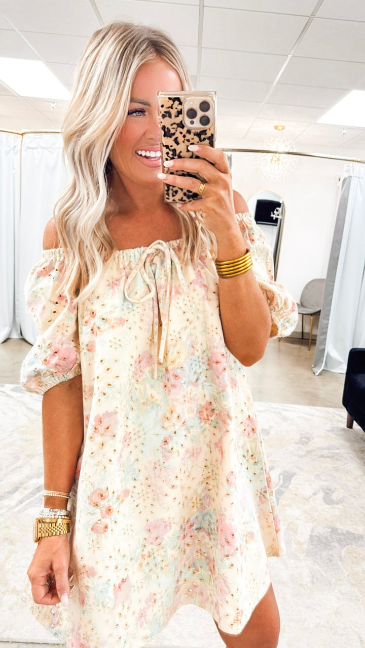 Ivy Floral Eyelet Lace Mini Dress