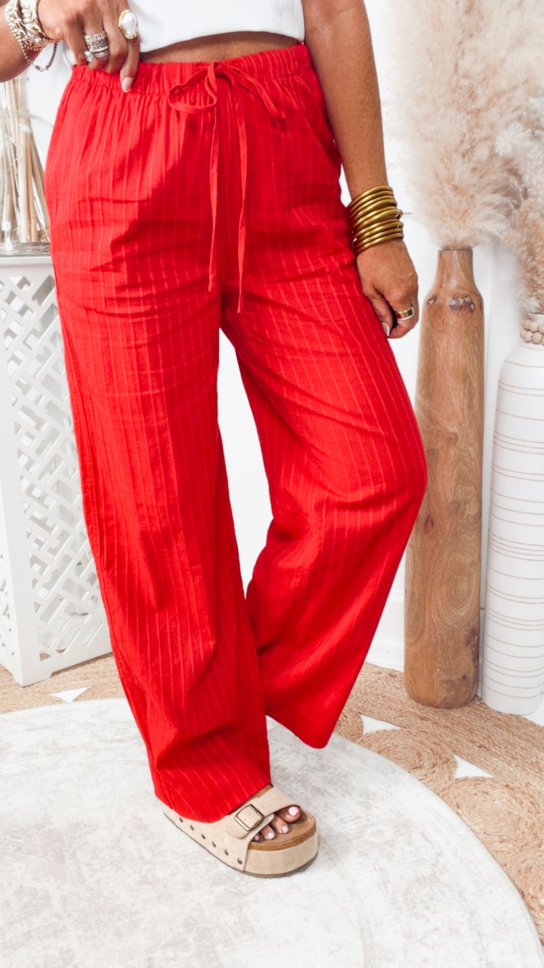 The Scarlet Tide Pants-Red