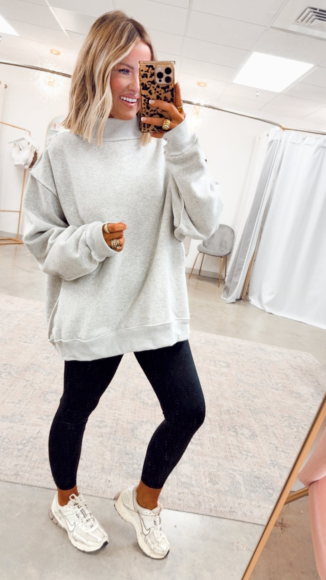 Heather Grey Reversible Mock Neck Sweatshirt