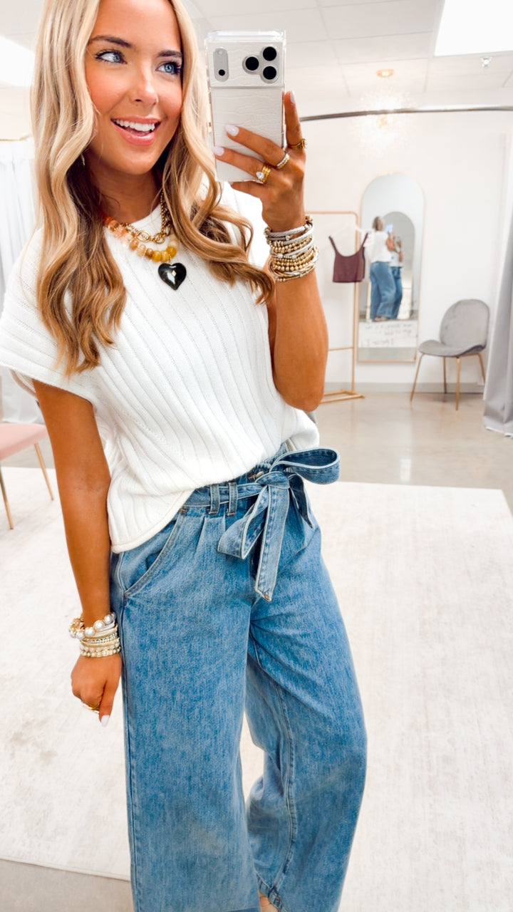 The Cori Sweater Top-White