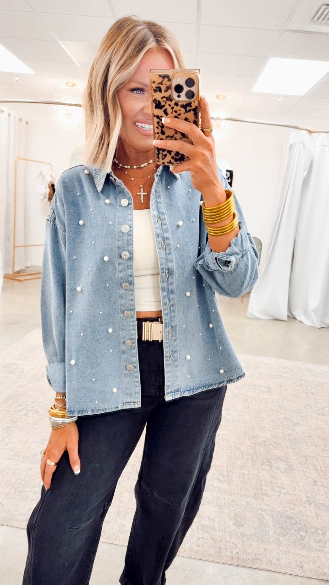 Pearl Oversized Denim Shirt