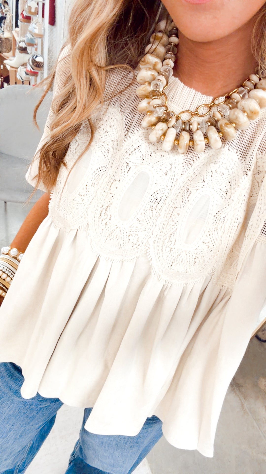 The Delicate Darling Top-Ivory
