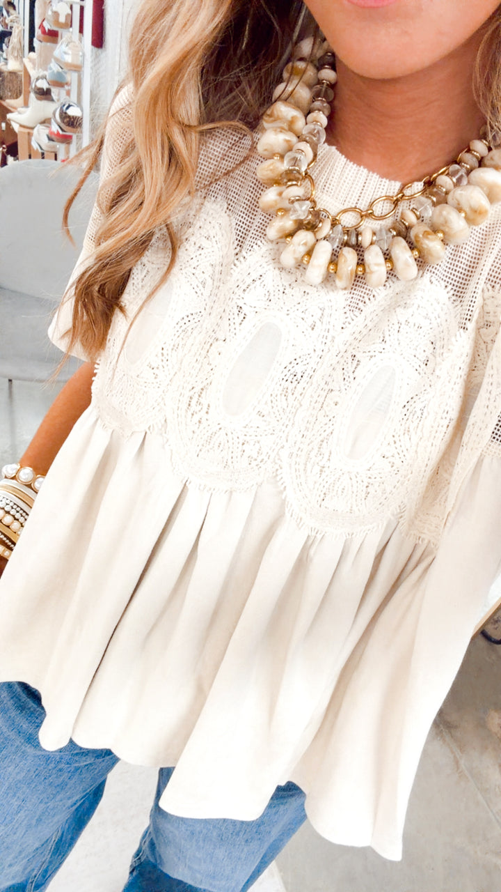The Delicate Darling Top-Ivory